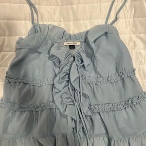 American Eagle Light Blue Ruffle Top